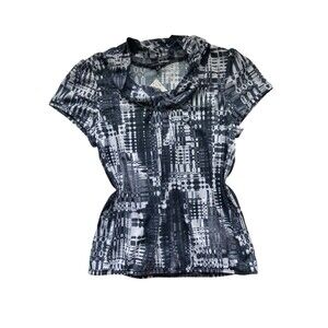 The Limited Womens Sheer Top Size XL Black White Cinched Waist Quiet Luxury Work